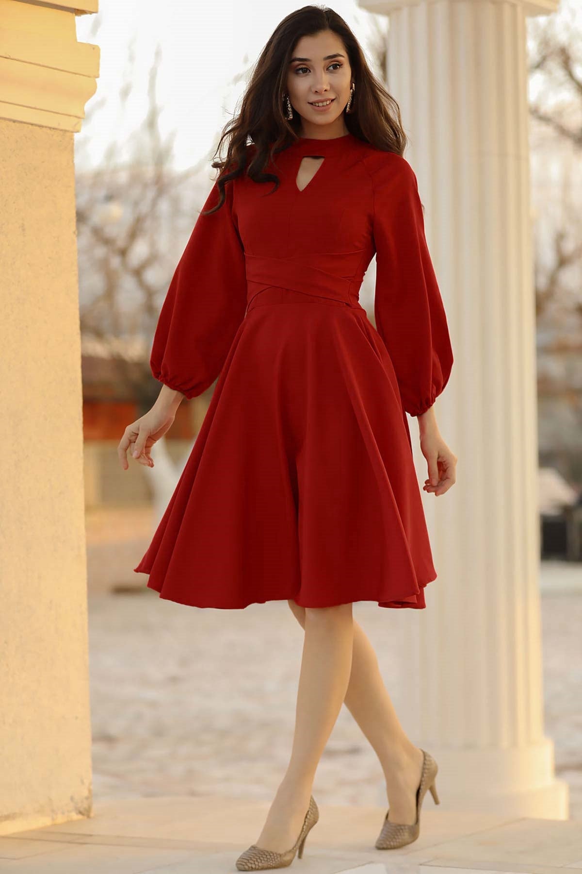 Women's Short Red Dress fitformodaa Women's Short Red Dress fitformodaa