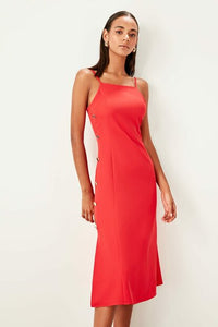 Women's Button Red Dress