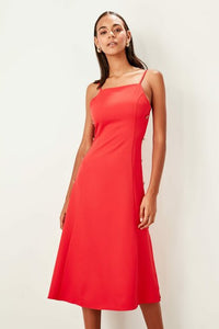 Women's Button Red Dress