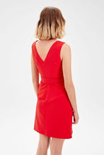 Load image into Gallery viewer, Women&#39;s Belted Red Dress
