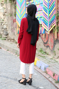 Women's Pearl Sleeves Red Tunic